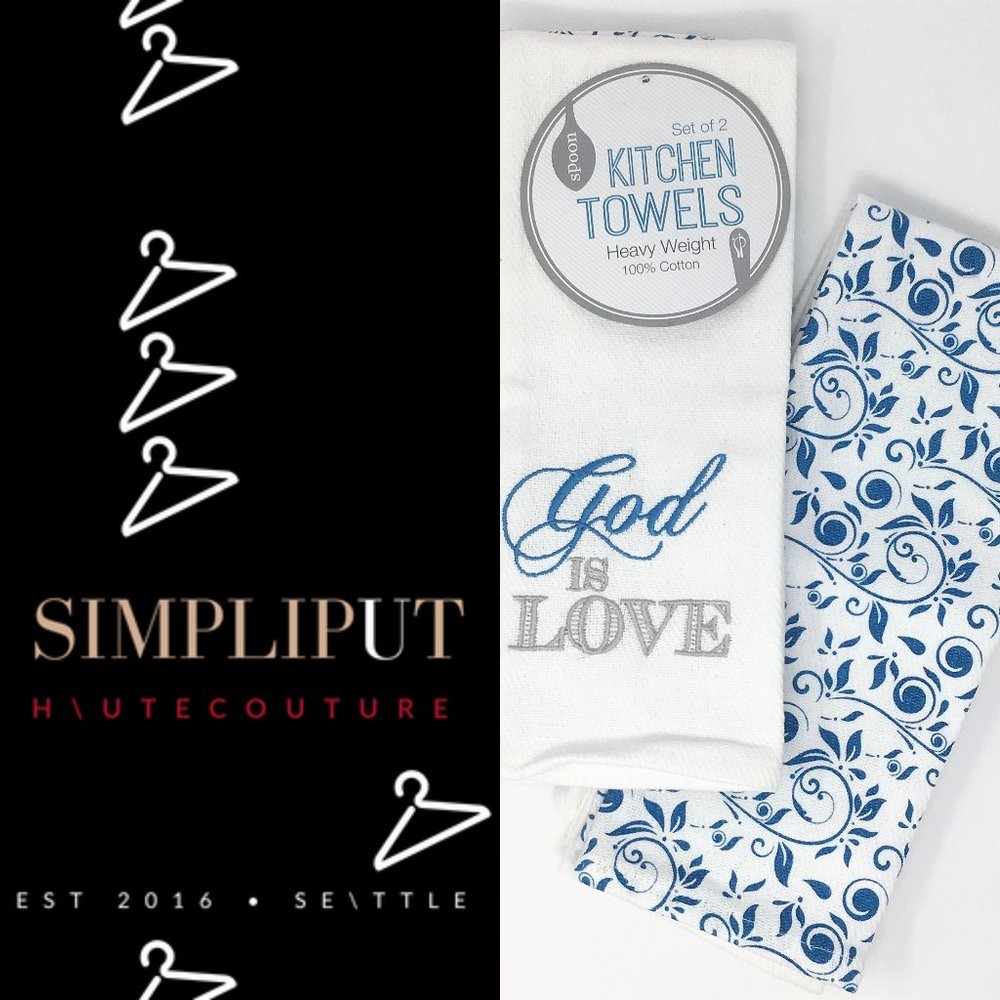 God is Love Embroidered Towel Set Home Decor Easter Christian Faith Jesus